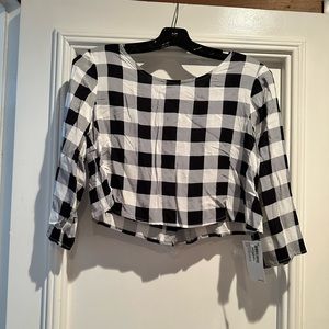 AMERICAN APPAREL cropped top blouse buttons checkered NWT blogger favorite cami